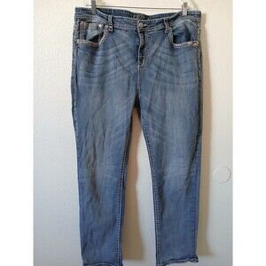 Grace in LA Jeans Womens Size 21 Straight Leg Stretch Embellished Whisker Denim
